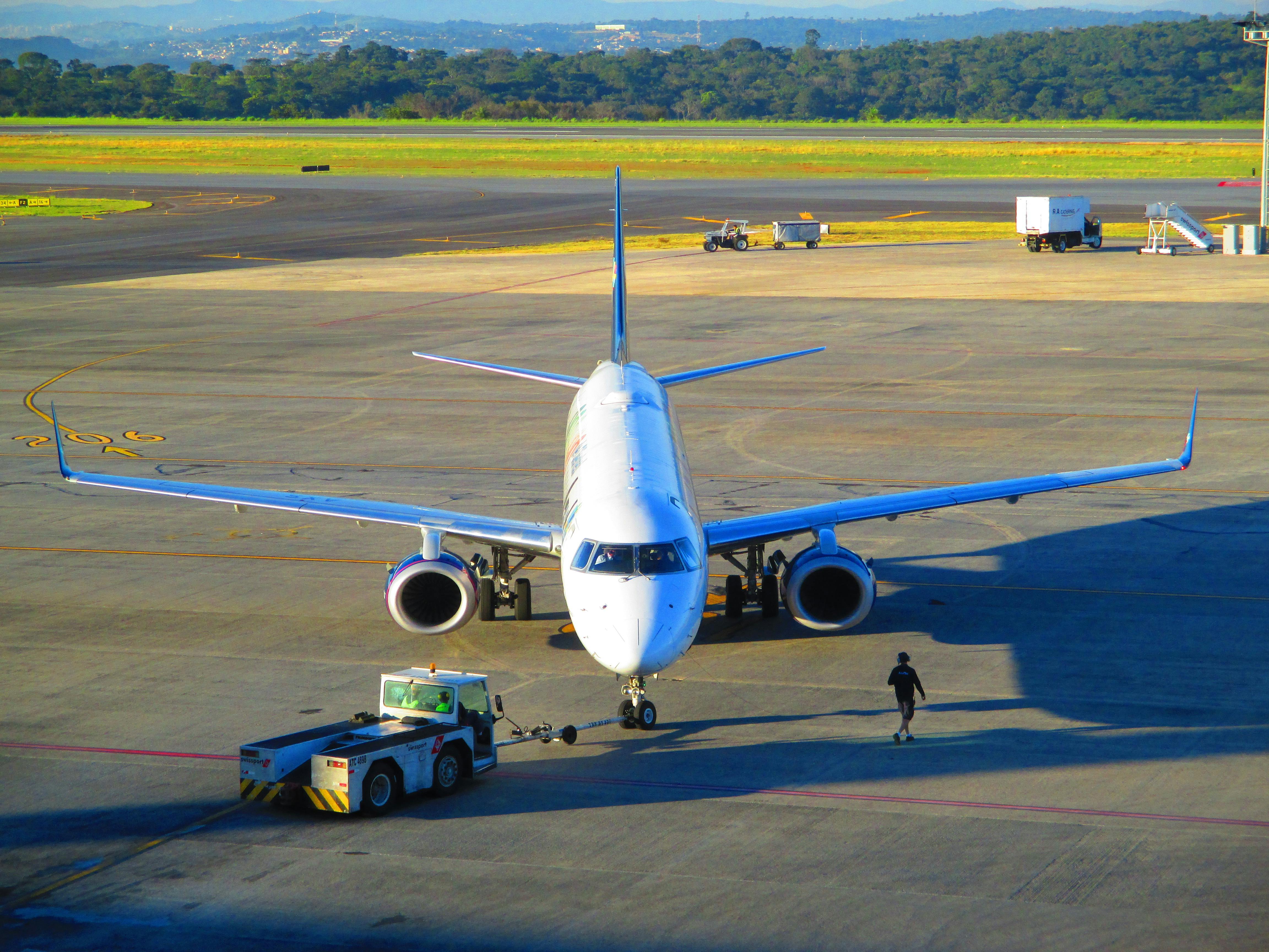 Airport terminal at sunset